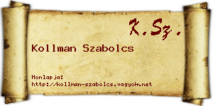 Kollman Szabolcs névjegykártya